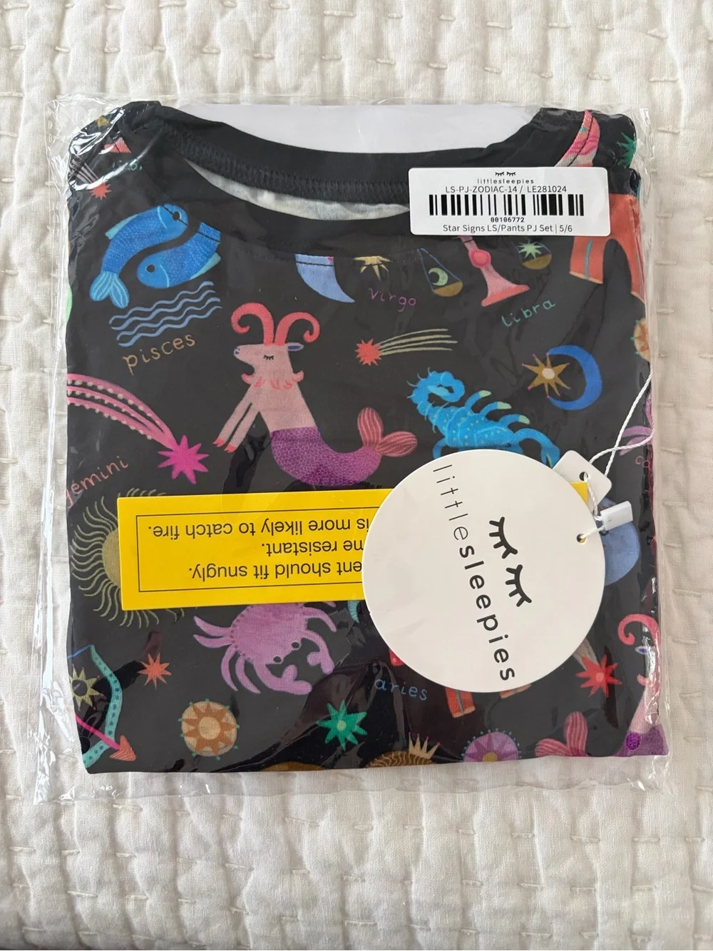NIB Little Sleepies Bamboo Star Signs Zodiac Long Sleeve & Pants Pajama Set 5/6